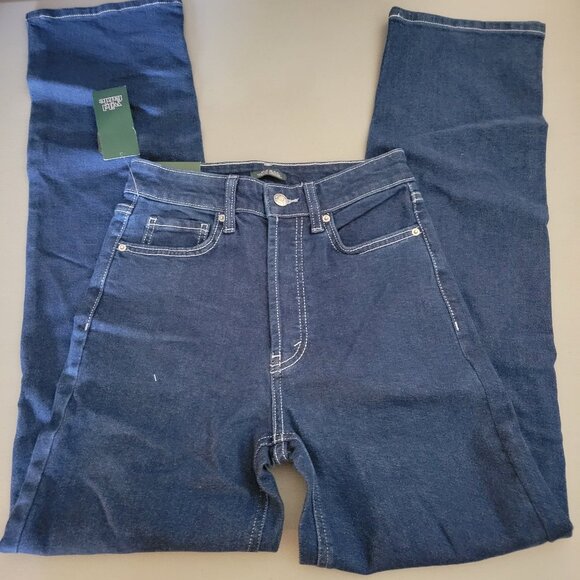 wild fable Pants - Wild Fable Blue Jeans Women's 00 Dark Wash Denim Super High Rise Straight NWT